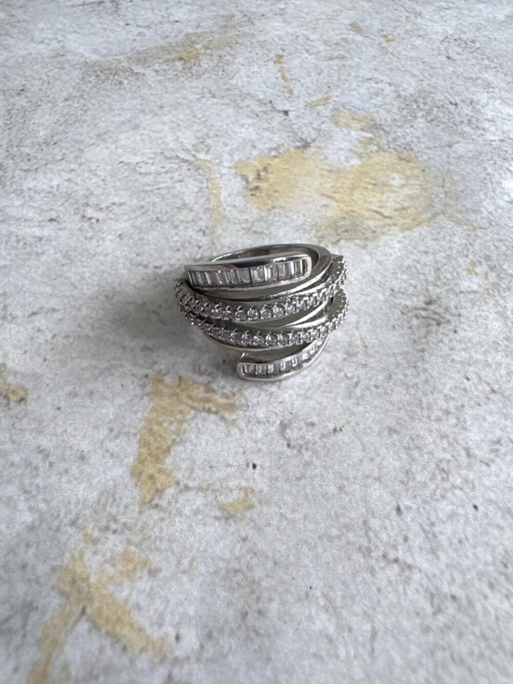 Multi Layer Winding Engagement Wedding Ring Sterling Silver S925 Size 7